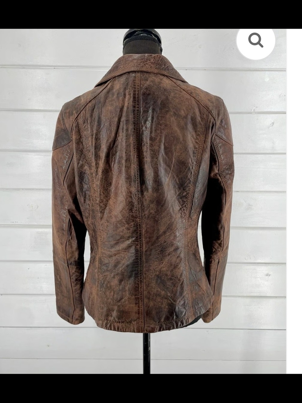 Black Label Brown Distressed Leather Moto Jacket - Women - Picture 8 of 9
